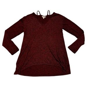 Juicy Couture Long Sleeve Cut Out Shoulder Shirt Top Maroon Small